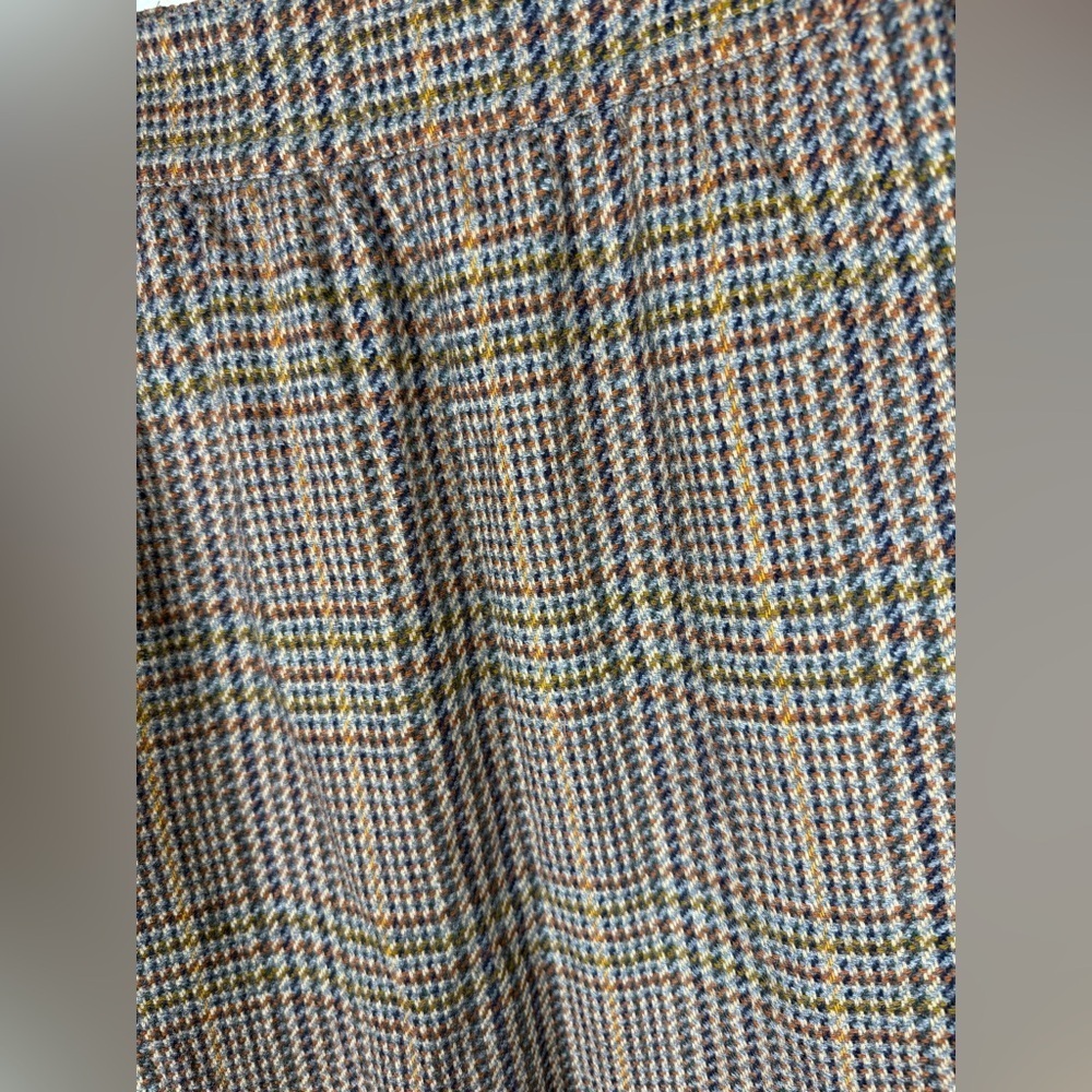 Vintage Escada Houndstooth Wool Wrap Midi Skirt Brown Blue Small (36) - Picture 2 of 7